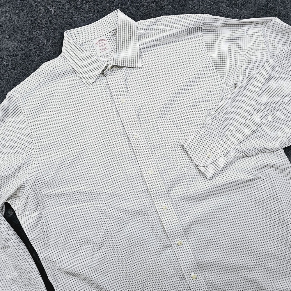 Brooks Brothers Shirt Mens 16 34 Check 1818 Traditional Fit Non-Iron Preppy